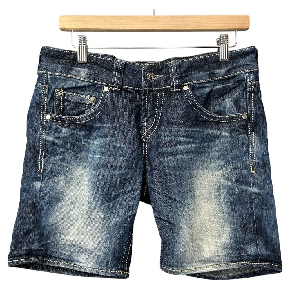 Buffalo David Bitton Jackson Mid Rise Stretch Bermuda Jean Shorts Size 27